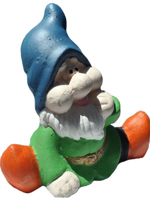 Nesli Butik Yogacı Cüce Gnome 14 cm Dekoratif El Boyaması Biblo