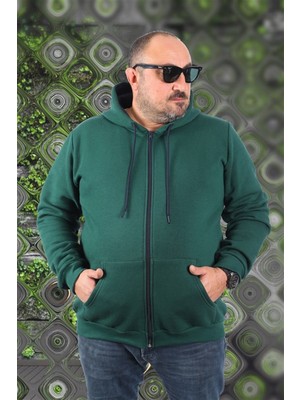 Starbattal 11701 Neftı Kapüşonlu Unisex Büyük Beden Sweat 3ip Uzun Kol Düz Renk Tasarım