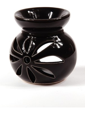 İyibifikir Dekorartif Lotus Desenli Siyah Seramik Buhurdanlık 1ADET Tealight Mum Hediye