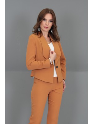 Önder Özsoy Amerikan Yaka Kısa Klasik Ceket-Taba