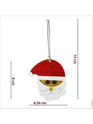 Süsle Bebek ve Parti Yılbaşı Ağaç Süsü, 8cm Simli Noel Baba - 6 Adet