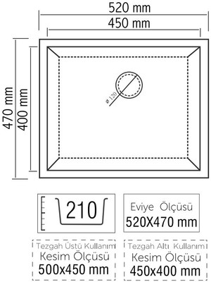 Peramics Rıo 45 - Antrasit - Tek Göz Granit Eviye