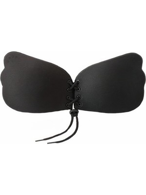 Botiqa Dolgun Gösteren Silikon Yapışkanlı Kelebek Sütyen 80B Siyah Dikişsiz Rahatlık