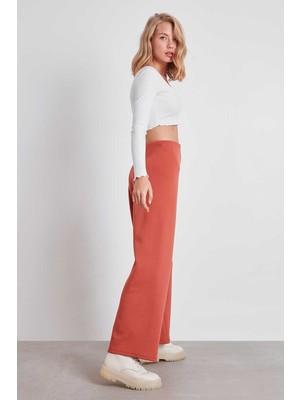 Vitrin Yüksek Bel Bol Paça Örme Pantolon