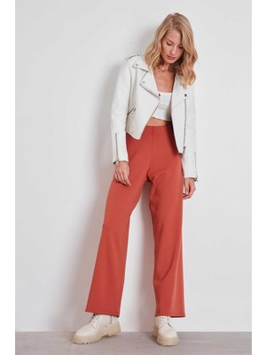 Vitrin Yüksek Bel Bol Paça Örme Pantolon