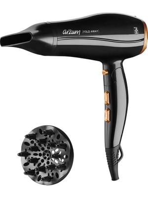 Arzum AR5046 Fold Away Saç Kurutma Makinesi, 2300W, Siyah