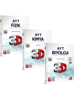 3D Yayınları AYT 2026 Fizik - Kimya - Biyoloji Soru Bankası Seti