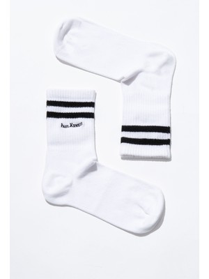 Paul Kenzie Motley Socks Unisex Nakışlı Uzun Tenis Çorap - Zebra