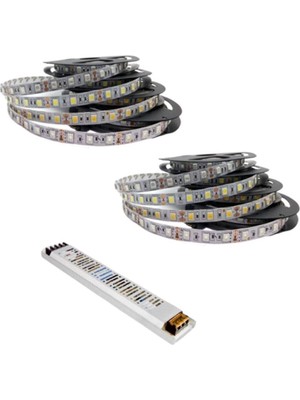 Garra Yüksek Işık 10 Metre 3 Cipli  Şerit LED ve 12,5 Amper LED Trafosu Metrede 60 LED