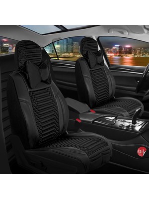 Ack peugeot 508 Uyumlu Lüks Deri Oto Koltuk Kılıfı Ön/arka Set Siyah