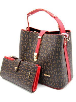 Just Polo Baskı Desenli Özel Seri Çanta Cüzdan Kombini 2055-GD