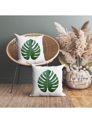 Deve Tabanı Desenli Çift Taraflı Dekoratif 2'li Kırlent Kılıfı Seti