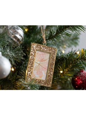 English Home Gold Renkli Glitter Çerçeveli Yılbaşı Ağaç Süsü Parti ve Dekorasyon İçin Özel