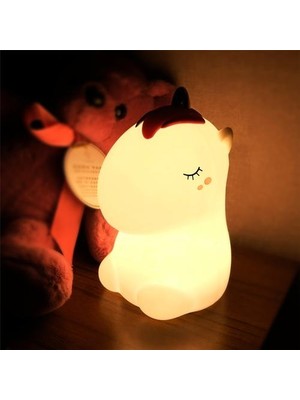 HaiTun Unicorn LED Gece Işık Dokunmatik Sensör Renkli USB Şarj Edilebilir Karikatür Silikon Yatak Odası Başucu Lambası Çocuklar Çocuklar Için Bebek Hediye | LED Gece Işıkları (Beyaz) (Yurt Dışından)