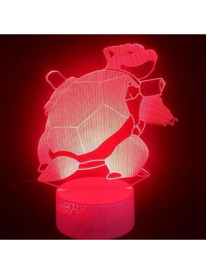 HaiTun Blastoise 3D LED Gece Lambası Yatak Odası Masa Lambası Renk Değiştirme (Yurt Dışından)