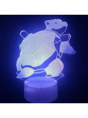 HaiTun Blastoise 3D LED Gece Lambası Yatak Odası Masa Lambası Renk Değiştirme (Yurt Dışından)