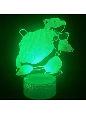 HaiTun Blastoise 3D LED Gece Lambası Yatak Odası Masa Lambası Renk Değiştirme (Yurt Dışından)