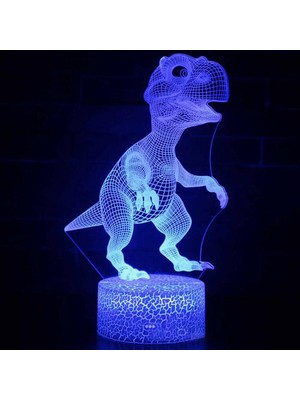 HaiTun (Dinosaurier A) LED 3D Dinozor Jurassic Gece Işık Görsel Illüzyon 7 Renk Oda Lambası Çocuk Hediyesi (Yurt Dışından)