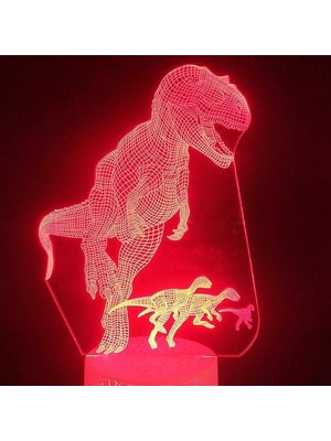 HaiTun Jurassic Dinozor 3D LED Gece Lambası Yatak Odası Masa Lambası Renk Değiştirme (Yurt Dışından)