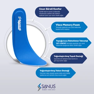 M300 Visco Memory Foam Günlük Unisex   Mavi Tabanlık