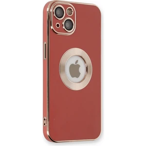 Kzy Apple iPhone 14 Plus  Kapak Mercek Korumalı Logo Gösteren Tasarım Silikon Kılıf - Kırmızı