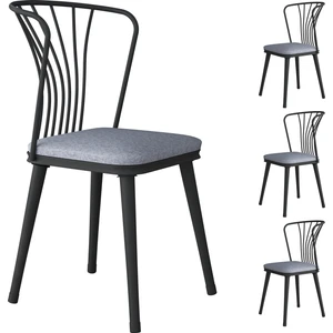 JB104 Metal Sandalye 4'lü Mutfak Yemek Masası Sandalyesi Açık Gri