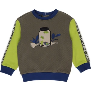 Erkek Bebek Kapitone Görünümlü Şerit Detaylı Sweatshirt