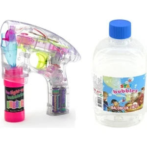 Pilli Köpük Tabancası + 500 ml Likit Baloncuk Sıvısı