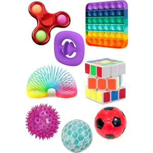 Stres Giderici Set Popit Snapperz Pop It Stres Çarkı Işıklı Top Zeka Küpü Stres Yayı Stres Topu