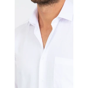 Erkek Beyaz Mini Desenli Cepli Uzun Kollu Casual Trend Şık Ofis Gömlek