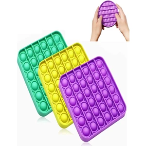 3 Adet Pop It Push Bubble Fidget Zihinsel Stres Oyuncak 3 Karma Renk Kare Popit