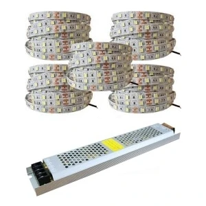 Yüksek Işık 25 Metre 3 Cipli Şerit Led ve 33 Amper Led Trafosu (Metrede 60 Led)