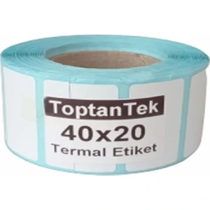 40X20 Termal Etiket Etiket Genişliği 40 mm Yüksekliği 20 mm Dir. 1000 Sarım Rulo