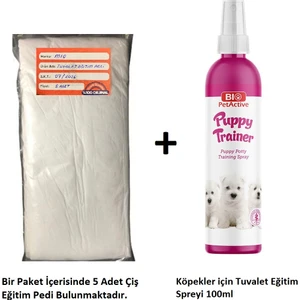 Bio Pet Active Mio Kedi Ve Köpek Tuvalet Çiş Eğitim Pedi Yapışkan Bantlı 60X90 Cm 5 Adet + Tuvalet Eğitim Spreyi 100 Ml