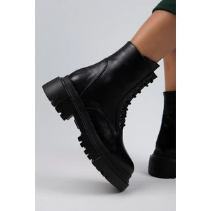 Becca Kadın  Deri Bağcıklı Fermuarlı Siyah Bot