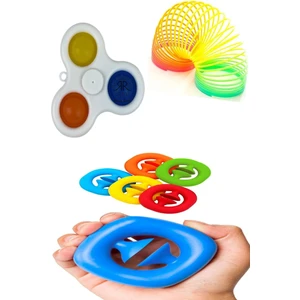 Pop It Push Bubble Fidget Oyuncak Stres Çarkı Popit Stres Yayı Snapperz Duyusal Üçlü Set Oyuncak