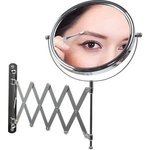 Binbirreyon Krom Akordiyon Makyaj Aynası Çit Taraflı Banyo Duvar Aynası 5x Büyüteçli Çap: 20 cm MB025