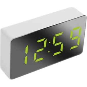 Mini Masa Çalar Saat Dijital Ayna LED Sıcaklık USB Komidin Seyahat Saatleri Yatak Odası Oturma Ev Dekor Için, Yeşil (Yurt Dışından)
