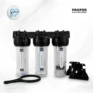 H-MAX Reverse Osmosis System Proper Tortu, Klor ve Kireç Önleyici 10 Inç 3lü Daire Girişi Arıtma Cihazı - 0032