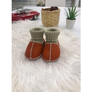 Mother Wings Ribanalı Triko Organik %100 Deri Unisex Bebek Ev Botu