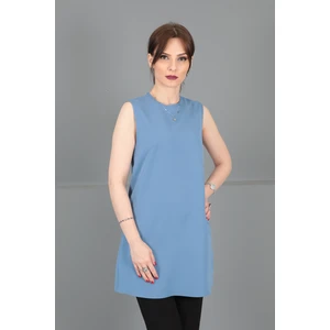 Önder Özsoy Sıfır Yaka Kolsuz Bluz-Deniz