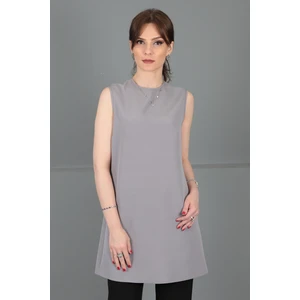 Önder Özsoy Sıfır Yaka Kolsuz Bluz-Antrasit