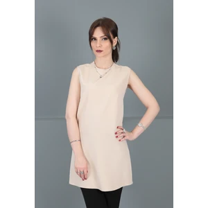 Önder Özsoy Sıfır Yaka Kolsuz Bluz-Vizon