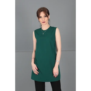 Önder Özsoy Sıfır Yaka Kolsuz Bluz-Zümrüt