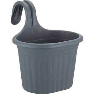 3 Litre Antrasit Gri Askılı Balkon Saksısı Dekoratif Plastik Saksı Tombik No1