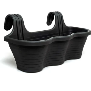 10 Litre Antrasit Gri Askılı Balkon Küpeşte Saksısı Dekoratif Plastik Askı Saksı Tombik No5