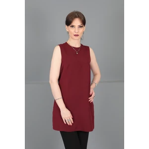 Önder Özsoy Sıfır Yaka Kolsuz Bluz- Bordo