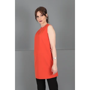 Önder Özsoy Sıfır Yaka Kolsuz Bluz-Turuncu