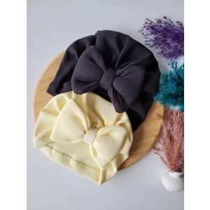 Seher Bebe Butik Kız Bebek & Çocuk Fiyonklu Bone 2'li Set