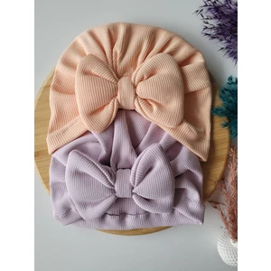 Seher Bebe Butik Kız Bebek & Çocuk Fiyonklu Bone 2'li Set